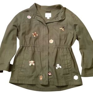 Old Navy Scout Utility Field Jacket Color Arugala Dog Patches Size Large
